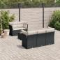 Preview: ARDEBO.de - 7-tlg. Garten-Sofagarnitur mit Kissen Schwarz Poly Rattan