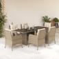 Preview: ARDEBO.de - 7-tlg. Garten-Essgruppe mit Kissen Beige Poly Rattan