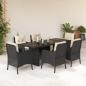 Preview: ARDEBO.de - 7-tlg. Garten-Essgruppe mit Kissen Schwarz Poly Rattan