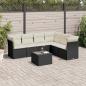 Preview: ARDEBO.de - 7-tlg. Garten-Sofagarnitur mit Kissen Schwarz Poly Rattan