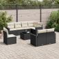 Preview: ARDEBO.de - 9-tlg. Garten-Sofagarnitur mit Kissen Schwarz Poly Rattan