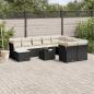 Preview: ARDEBO.de - 11-tlg. Garten-Sofagarnitur mit Kissen Schwarz Poly Rattan