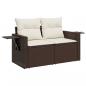 Preview: ARDEBO.de - Gartensofa mit Kissen 2-Sitzer Braun Poly Rattan