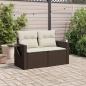 Preview: Gartensofa mit Kissen 2-Sitzer Braun Poly Rattan