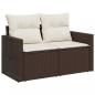 Preview: Gartensofa mit Kissen 2-Sitzer Braun Poly Rattan