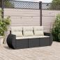 Preview: ARDEBO.de - 3-tlg. Garten-Sofagarnitur mit Kissen Schwarz Poly Rattan