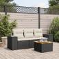 Preview: ARDEBO.de - 4-tlg. Garten-Sofagarnitur mit Kissen Schwarz Poly Rattan