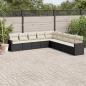 Preview: ARDEBO.de - 9-tlg. Garten-Sofagarnitur mit Kissen Schwarz Poly Rattan