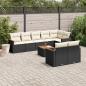 Preview: ARDEBO.de - 9-tlg. Garten-Sofagarnitur mit Kissen Schwarz Poly Rattan