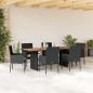 Preview: ARDEBO.de - 7-tlg. Garten-Essgruppe mit Kissen Schwarz Poly Rattan