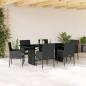 Preview: ARDEBO.de - 7-tlg. Garten-Essgruppe mit Kissen Schwarz Poly Rattan