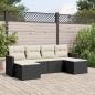 Preview: ARDEBO.de - 6-tlg. Garten-Sofagarnitur mit Kissen Schwarz Poly Rattan