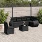 Preview: ARDEBO.de - 7-tlg. Garten-Sofagarnitur mit Kissen Schwarz Poly Rattan