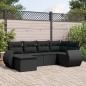 Preview: ARDEBO.de - 6-tlg. Garten-Sofagarnitur mit Kissen Schwarz Poly Rattan