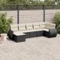 Preview: ARDEBO.de - 7-tlg. Garten-Sofagarnitur mit Kissen Schwarz Poly Rattan