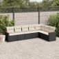 Preview: ARDEBO.de - 7-tlg. Garten-Sofagarnitur mit Kissen Schwarz Poly Rattan