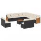 Preview: ARDEBO.de - 14-tlg. Garten-Sofagarnitur mit Kissen Schwarz Poly Rattan