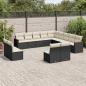 Preview: ARDEBO.de - 13-tlg. Garten-Sofagarnitur mit Kissen Schwarz Poly Rattan