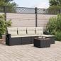 Preview: ARDEBO.de - 6-tlg. Garten-Sofagarnitur mit Kissen Schwarz Poly Rattan