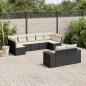 Preview: ARDEBO.de - 9-tlg. Garten-Sofagarnitur mit Kissen Schwarz Poly Rattan