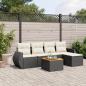 Preview: ARDEBO.de - 6-tlg. Garten-Sofagarnitur mit Kissen Schwarz Poly Rattan