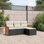 Preview: ARDEBO.de - 4-tlg. Garten-Sofagarnitur mit Kissen Schwarz Poly Rattan