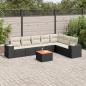 Preview: ARDEBO.de - 8-tlg. Garten-Sofagarnitur mit Kissen Schwarz Poly Rattan