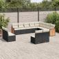 Preview: ARDEBO.de - 12-tlg. Garten-Sofagarnitur mit Kissen Schwarz Poly Rattan