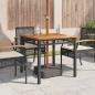 Preview: Gartentisch Schwarz 80x80x75 cm Poly Rattan Akazienholz