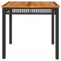 Preview: Gartentisch Schwarz 80x80x75 cm Poly Rattan Akazienholz