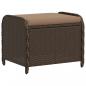 Preview: ARDEBO.de - Gartenhocker mit Kissen Braun 58x46x46 cm Poly Rattan