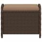 Preview: Gartenhocker mit Kissen Braun 58x46x46 cm Poly Rattan