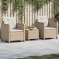 Preview: ARDEBO.de - 3-tlg. Bistro-Set mit Kissen Beige Poly Rattan Akazienholz