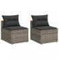 Preview: ARDEBO.de - Gartensofas ohne Armlehnen mit Kissen 2 Stk. Grau Poly Rattan