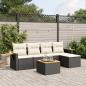 Preview: ARDEBO.de - 6-tlg. Garten-Sofagarnitur mit Kissen Schwarz Poly Rattan