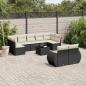 Preview: ARDEBO.de - 10-tlg. Garten-Sofagarnitur mit Kissen Schwarz Poly Rattan