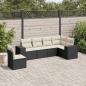 Preview: ARDEBO.de - 6-tlg. Garten-Sofagarnitur mit Kissen Schwarz Poly Rattan