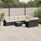 Preview: ARDEBO.de - 10-tlg. Garten-Sofagarnitur mit Kissen Schwarz Poly Rattan