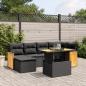 Preview: ARDEBO.de - 7-tlg. Garten-Sofagarnitur mit Kissen Schwarz Poly Rattan