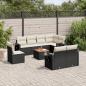 Preview: ARDEBO.de - 9-tlg. Garten-Sofagarnitur mit Kissen Schwarz Poly Rattan