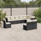 Preview: ARDEBO.de - 10-tlg. Garten-Sofagarnitur mit Kissen Schwarz Poly Rattan