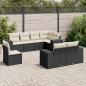 Preview: ARDEBO.de - 8-tlg. Garten-Sofagarnitur mit Kissen Schwarz Poly Rattan