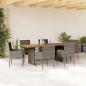 Preview: ARDEBO.de - 7-tlg. Garten-Essgruppe mit Kissen Grau Poly Rattan