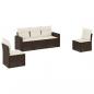 Preview: 5-tlg. Garten-Sofagarnitur mit Kissen Braun Poly Rattan