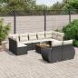 Preview: ARDEBO.de - 10-tlg. Garten-Sofagarnitur mit Kissen Schwarz Poly Rattan