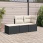 Preview: ARDEBO.de - 3-tlg. Garten-Sofagarnitur mit Kissen Schwarz Poly Rattan