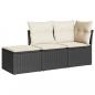 Preview: 3-tlg. Garten-Sofagarnitur mit Kissen Schwarz Poly Rattan