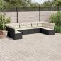 Preview: ARDEBO.de - 10-tlg. Garten-Sofagarnitur mit Kissen Schwarz Poly Rattan