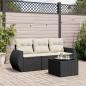 Preview: ARDEBO.de - 4-tlg. Garten-Sofagarnitur mit Kissen Schwarz Poly Rattan