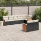 Preview: ARDEBO.de - 8-tlg. Garten-Sofagarnitur mit Kissen Schwarz Poly Rattan